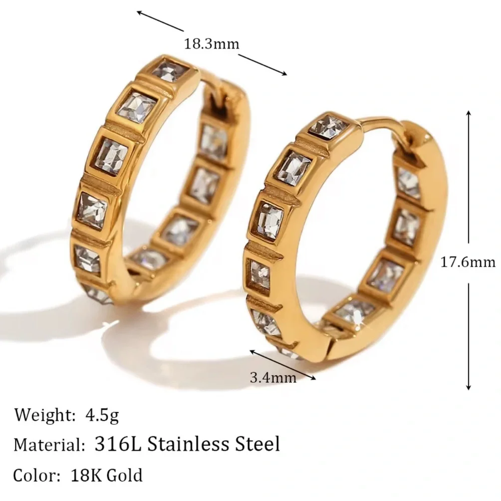 (A18) Gold Inverted Baguette Hoop Earrings